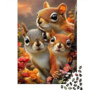 Squirrel Family Portrait 1000 Piece Extra-thick Cardboard Classic Jigsaw Puzzle Adult Jigsaws Brain Training Wall Decoration Gift Idea 70x50cm/1000pcs