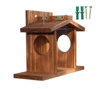 Squirrel Feeder House for Outdoor - Wooden Box Garden Decoration Chipmunk Compatible Pet Feeder | Easy Cone Refill Outdoor Observation Garden Decoration Small Pet Feed Box, 13x5x9.3 Inch