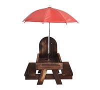 Squirrel Feeder, Pet Table, Outdoor, Wooden Dining with Umbrella, Bird