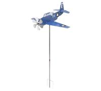 Squirrel Flag Weather Vane 3D Airplane Shape Sturdy Stainless Steel Airplane Weather Vane Wind Windmill For Garden Patio Yard Outdoor Airplane Wind Sculpture Birthday Yard Signs with for (Blue, 58cm)