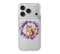 Squirrel Flower Circle Phone Case Shockproof Phone Shell Protection Back Covers Compatible with iPhone 17 Pro