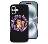 Squirrel Flower Circle Shockproof Phone Case Cute Phone Cover Protective Shell Compatible with iPhone 16 Plus