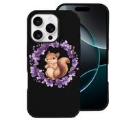 Squirrel Flower Circle Shockproof Phone Case Cute Phone Cover Protective Shell Compatible with iPhone 16 Pro