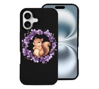 Squirrel Flower Circle Shockproof Phone Case Cute Phone Cover Protective Shell Compatible with iPhone 16