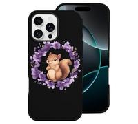 Squirrel Flower Circle Shockproof Phone Case Cute Phone Cover Protective Shell Compatible with iPhone 16 Pro Max