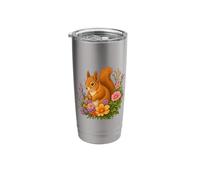 Squirrel Flower Floral Cute Squirrels Lover Stainless Steel Insulated Tumbler