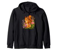 Squirrel Flower Floral Cute Squirrels Lover Zip Hoodie