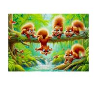 Squirrel Forest Stream 1000pcs Mini Puzzle For Family Birthday Gift | 38x26cm Cardboard Living Room Decor Durable Structure Birthday Gift Anxiety Relief