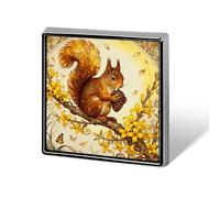 Squirrel Forsythia Branch Brooch Pins Lapel Pins for Men Women Badge Button Cover Decorative Jewelry Charms for Hats Bags Backpacks Suits Shirts Scarves Clothing Accessories Banquet Wedding Gift