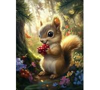 Squirrel Fruit Diamond Painting 5D DIY Diamond Art Kits for Adults Kids, Full Drill Rhinestone Embroidery Cross Stitch Crafts 28x38in, Crystal Art Crafts for Adults Home Wall Decor Woman Gifts 0b-863