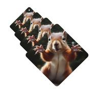 Squirrel Funny Animal Car Air Fresheners 4 Pcs Funny Hanging Car Air Fresheners Cute Long Lasting Scented Mirror Hanging Decoration Ornaments Gift For Men Women Square