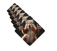 Squirrel Funny Animal Car Air Fresheners 6 Pcs Funny Hanging Car Air Fresheners Cute Long Lasting Scented Mirror Hanging Decoration Ornaments Gift Auto Interior Decor For Men Women Square