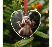 Squirrel Funny Animal Christmas Ornaments - Xmas Heart Hanging Ornaments for Christmas Tree Decorations, Farmhouse Rustic Holiday Home Decor and Gift Party Tags (3.5 Inch)