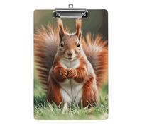 Squirrel Funny Animal Clipboard, A4 Acrylic Clipboard with Hanging Hole, Ultra-Light Clip Board - Holds 100 Sheets, Shatterproof Document Holder for Office, 12.5" X 8.5"