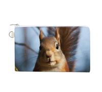 Squirrel Funny Animal Coin Purse with Zipper Coin Wallet Coin Pouch Canvas Change Purse Pouch Zero Wallet Coin Bag