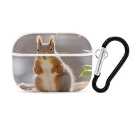 Squirrel Funny Animal Earbuds Organizer Shockproof Protective Airpods Pro Cover with Carabiner Clip Anti Fall Carrying Earphone Case Cover for Airpods Pro 2nd Generation White