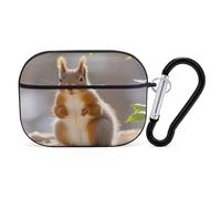 Squirrel Funny Animal Earbuds Organizer Shockproof Protective Airpods Pro Cover with Carabiner Clip Anti Fall Carrying Earphone Case Cover for Airpods Pro 2nd Generation Black