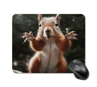 Squirrel Funny Animal Mouse Pad 20 * 25cm - Non-Slip Rubber Base Mouse Mat Portable Square Desk Mat for Office, Laptop, Travel, Wireless Mice Mats - Waterproof & Durable Design