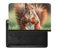 Squirrel Funny Animal Passport Holder with 3 Card Slots, Portable PU Leather Travel Wallet, Slim Protective Cover for Passport, ID, Credit Cards