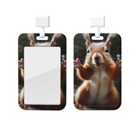 Squirrel Funny Animal Printed Card Badge Holder Id Badge Card Holder Badge Holders with Lanyards for Offices Staff Access Card Metro Card