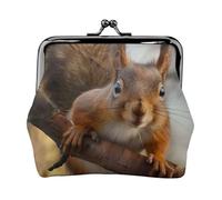 Squirrel Funny Animal Printed Coin Purse Pouch-Mini Coin Wallet,Change Purse,Leather Coin Pouch Holder For Woman Girls, Black, One Size, Modern,european Style, Retro