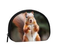 Squirrel Funny Animal Printed Coin Purse Wallet, Shell Shape Mini Change Pouch Holder for Men Women