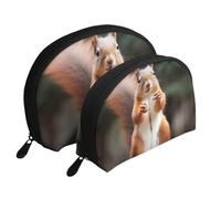 Squirrel Funny Animal Printed Makeup Bags 2-Piece Portable Shell Travel Toiletry Bag Cosmetic Organizer Bag for Women