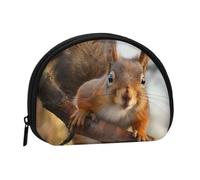 Squirrel Funny Animal Printed Mini Coin Pouch, Shell Shape Zip Around Wallet, Small Zipper Pouch for Cash, Cards, Keys, Lipstick, Storage Pouch, Travel Organizer