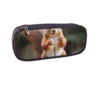 Squirrel Funny Animal Printed Pu Leather Pencil Case Box Flip Pen Bag and Makeup Cosmetic Holder for Girls Boys School Students