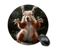Squirrel Funny Animal Round Mouse Pad 7.8 Inch, Portable Gaming Mouse Mat with Non-Slip Rubber Base & Smooth Surface, Waterproof Mousepad for PC, Laptop, Computer, Office, Home