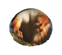 Squirrel Funny Animal Shower Cap for Women Men Large Waterproof Shower Bonnet Elastic Band Bathing Hair Hat Spa Salon Caps Double Layered Reusable Bath Caps for Long Hair, Braids