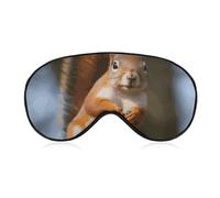 Squirrel Funny Animal Sleep Mask for Women Men Side Sleeper Eye Cover with Adjustable Strap Soft Breathable Blackout Mask Slip-Free Deep Sleeping Travel Essentials