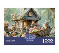 Squirrel Garden House 1000 Pc Recycled Paper Adult Jigsaws - Squirrel Colony at Cozy Forest Cottage Challenging Puzzles, for Men And Women Great Gift Idea52x38cm/1000pcs