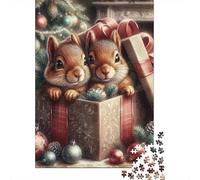 Squirrel Gift Box1000pc Recycled Cardboard Cute Squirrels Jigsaw Puzzle Bundle Adult Beginners Ultra Difficult Puzzle Stress Relief Wall Decoration 70x50cm/1000pcs