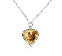 Squirrel Ginkgo Branch Pet Cremation Jewelry for Ashes Waterproof Urn Necklace with Filling Kit Heart Pendant Ash Necklace Memorial Keepsake Jewelry Custom Sympathy Gift for Dog Cat Human Ashes