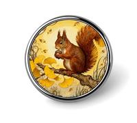 Squirrel Ginkgo Branch Round Lapel Pins for Men Women Metal Button Pin Fashion Personalized Brooch Pins for Men Suits Cute Brooch Badge for Backpack Clothing Hat Bag Decoration