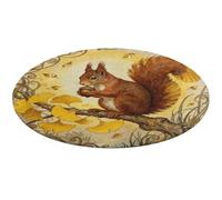 Squirrel Ginkgo Branch Round Rug Washable Circle Area Rugs for Living Room Non-Slip Rugs for Bedroom Dining Room Rug Front Door Mat Round Carpet for Bedroom Kitchen 60 * 60cm