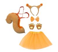 Squirrel Girl Costume for Halloween Cosplay with Tail, Plush Animal Costume with Butterfly Tie and Headband - For Christmas Easter Carnival School Representations Birthday Service Fo