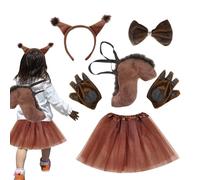 Squirrel Girl Costume - Halloween Party Supplies Include - Soft Animal Costume Set With Ears - For Easter, Birthday, Holiday, Carnivals, Theater, School Plays, Photography, Kids As Well As