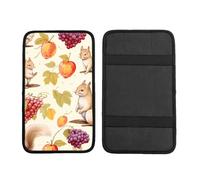 Squirrel Grape Berries Car Armrest Cushion Cute Fox Waterproof Auto Center Console Pad Car Armrest Seat Box Cover Protector Universal Fit for Most Vehicle SUV