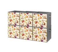 Squirrel Grape Berries Collapsible Storage Cube 27 cm, Oxford Cloth 6 Pack | Cute Fox Foldable Storage Bin, with Handles, Sturdy, Water Resistant, Square, Space Saving, for Closet Shelf