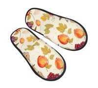 Squirrel Grape Berries Slippers for Women Men Cute Fox Non-Slip House Slippers Indoor Comfy Fuzzy Footwear Memory Foam Bedroom Travel Shoes M
