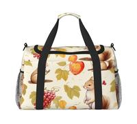 Squirrel Grape Berries Travel Duffle Bag Cute Fox Gym Overnight Weekender Bag for Men Women Lightweight Carry On Luggage for Workout Holiday