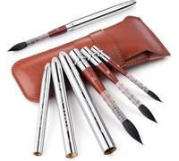 Squirrel Hair Travel Watercolour Brushes 3pcs, Natural Squirrel Mop Round Fine Tip Quill Travel Brushes for Artists, Professional Painting Brushes for Watercolour Gouache Ink Painting