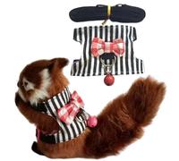 Squirrel Harness & Leash Set - Outdoor Walking, Guinea Pig Clothes with Bowknot & Bell, Gerbil & Kitten Harness - Small, Black