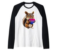 Squirrel Heart Bi Pride Bisexuality Bisexual Flag LGBTQ Raglan Baseball Tee