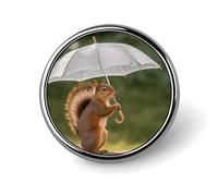 Squirrel Hold A Umbrellas Badge Stylish Appearance DesignFashion Accessories Personalized BadgesDecorations Suitable for Wearing on Shirts, T-shirts, Jackets, And Other Clothing.