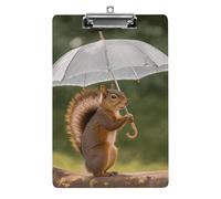 Squirrel Hold A Umbrellas Clipboard, A4 Acrylic Clipboard with Hanging Hole, Ultra-Light Clip Board - Holds 100 Sheets, Shatterproof Document Holder for Office, 12.5" X 8.5"