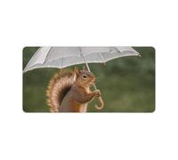 Squirrel Hold A Umbrellas Desk Mat Non-Slip Office Desk Mat 23.6" X 11.8" Large Mouse Pad with Rubber Base Waterproof Desk Writing Pad for Office and Home