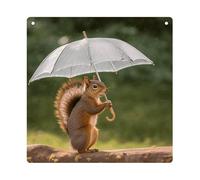 Squirrel Hold A Umbrellas Hanging Ornaments Window Hanging Modern Acrylic Decor for Living Room Bedroom Dining Room Hallway Office Wall Decor, 8x8 in